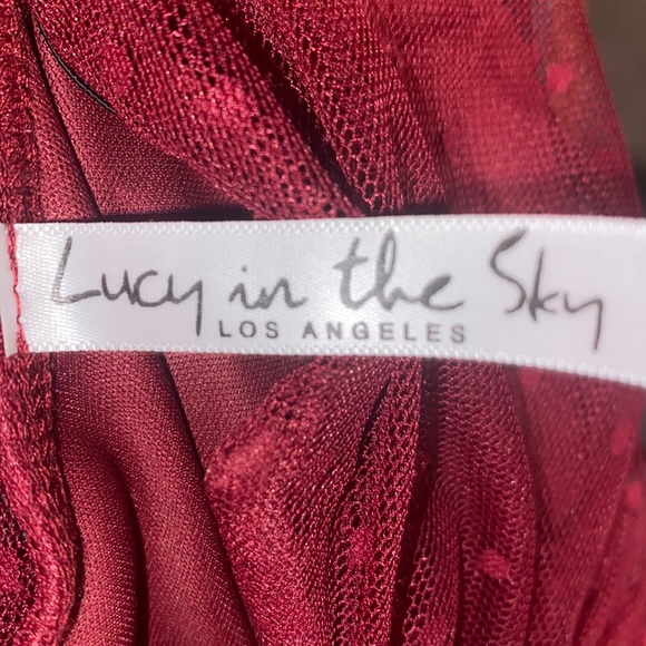 XS Robin Deep V Shimmer Dress in Red - Picture 6 of 7